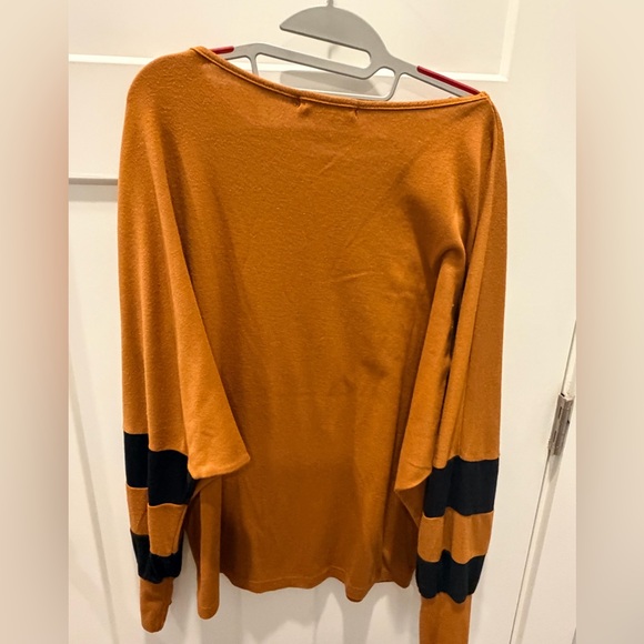 Allegra K Mustard Yellow Varsity Stripe Top XL - Picture 4 of 8